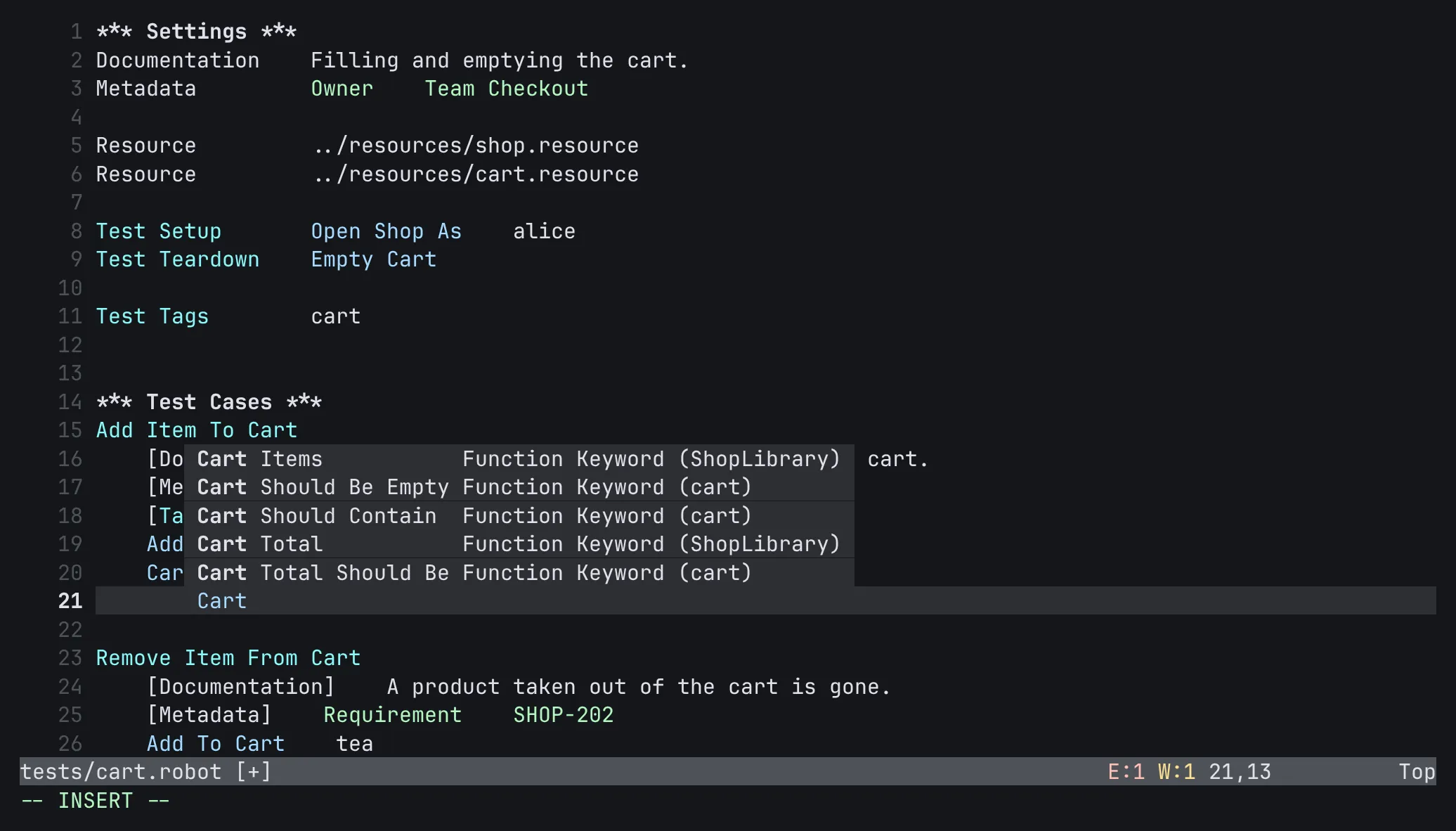 Completing a keyword call in Neovim